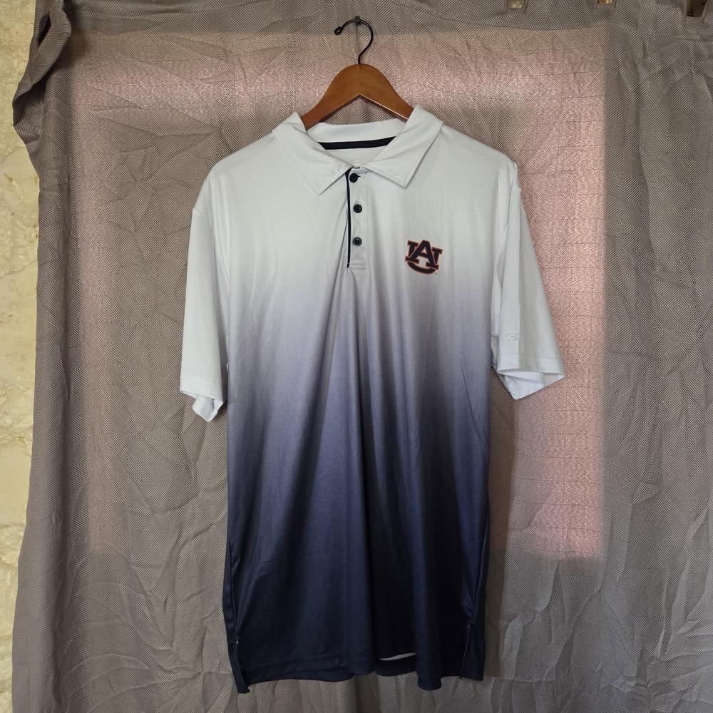 Auburn Tigers Polo Shirt Mens XL Blue NCAA Football Colosseum Ombre Short Sleeve